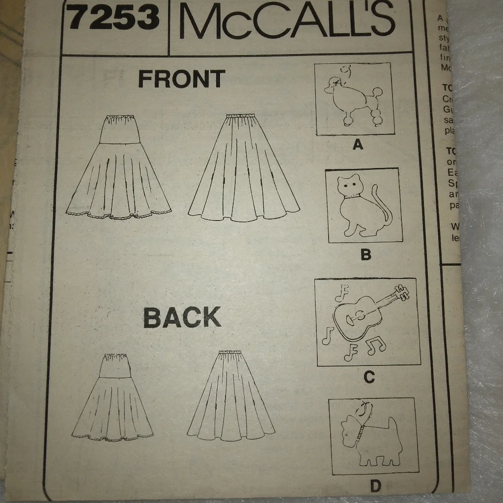 McCall's MP313 Girl 7-14 Easy to Sew Costume Poodle Skirt w/Poodle Applique